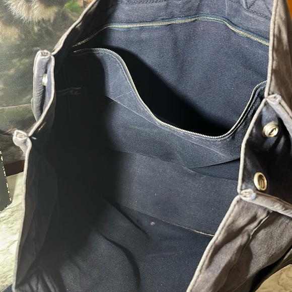 HERMES Fourre Tout MM Tote Bag Handbag Canvas Blue and Black in GUC. - Picture 13 of 16